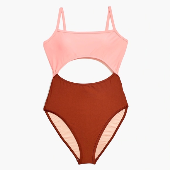 Madewell Second Wave Cutout One-Piece Swimsuit in Colorblock Size Small - NWT - Picture 4 of 7